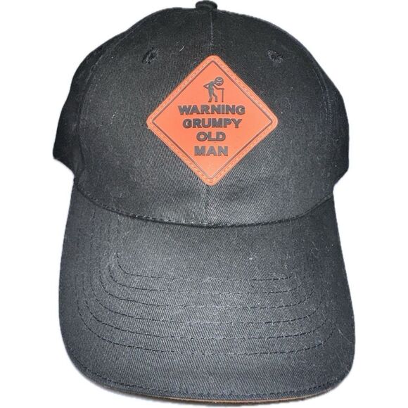 Warning Grumpy Old Man Hat‎ Cap Black Adjustable Strap One Size Fits Most - Picture 1 of 3
